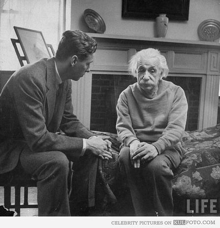 Sad Einstein talking to his therapist
